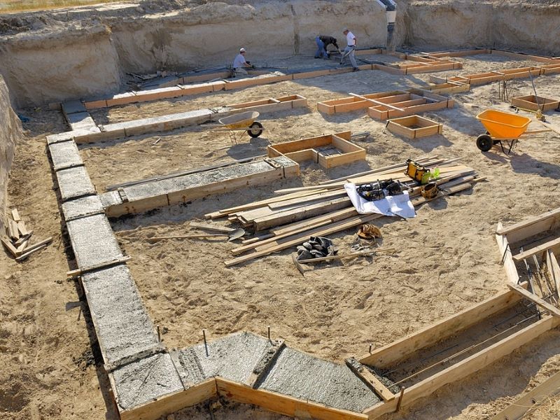 house slab foundation under construction